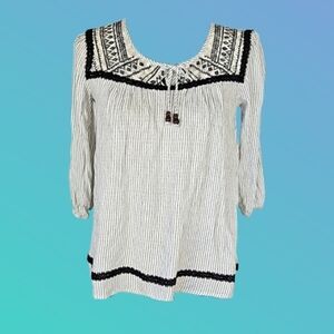 Bohemian White Black Top